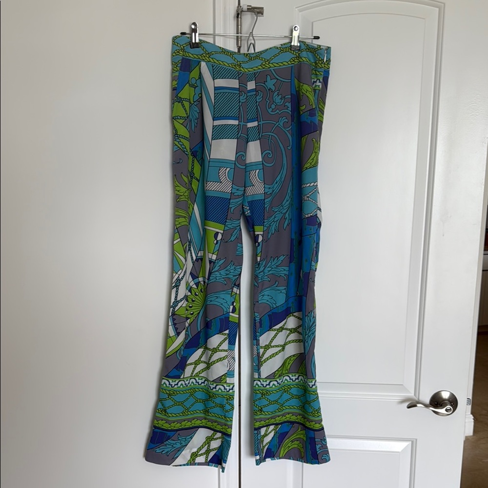 Hale Bob Blue and Green Patterned Pants